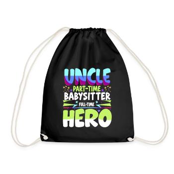 Uncle Part Time Babysitter Full Time Hero Family U - Drawstring Bag - black - Front