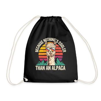 Cool alpaca with sunglasses - Drawstring Bag - black - Front