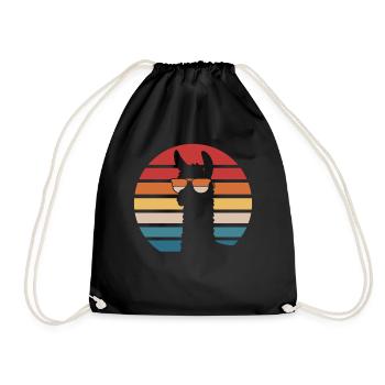 Cool alpaca with sunglasses - Drawstring Bag - black - Front