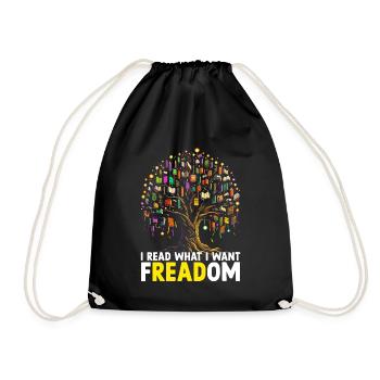 I Read What I Want Freadom Book Reading Bookworm - Drawstring Bag - black - Front