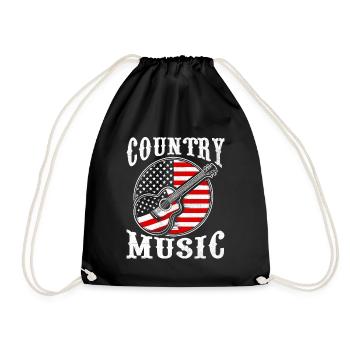 Country Music American Flag Song Lover USA Patriot - Drawstring Bag - black - Front