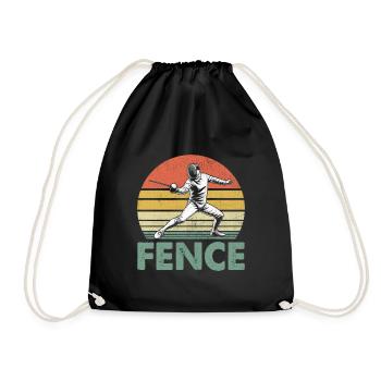 Retro Fence Sword Epee Fencing Fencer Athlete - Drawstring Bag - black - Front
