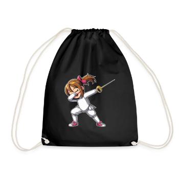 Dubbing Girl Fencer Fence Sword Epee Fencing - Drawstring Bag - black - Front
