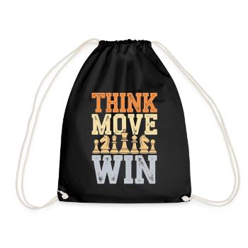 Think Move Win Chess Player - Drawstring Bag - black - Front