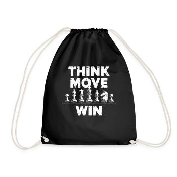 Think Move Win Chess Piece - Drawstring Bag - black - Front
