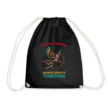 Cupid's Arrow Brings Hearts Together Colorful - Drawstring Bag - black - Front