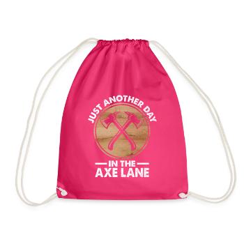 Just Another Day In The Axe Lane Hatchet Throwing - Drawstring Bag - fuchsia - Front