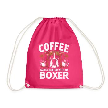 Kaffee schmeckt besser mit meinem Boxer-Koffein-Liebhaber - Turnbeutel - Fuchsia - Vorne