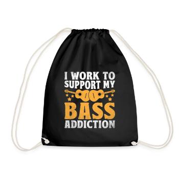I Work To Support My Bass Addiction Bassist - Drawstring Bag - black - Front