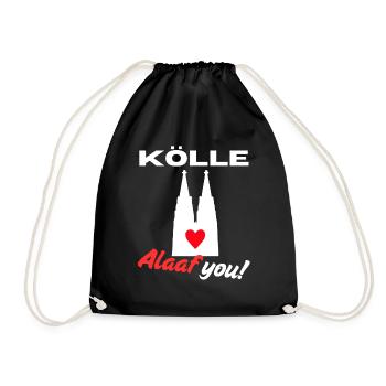 Karneval Köln Kölle Alaaf Kölner Dom Rosenmontag - Turnbeutel - Schwarz - Vorne