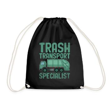 Trash Transport Specialist Waste Garbage Collector - Drawstring Bag - black - Front