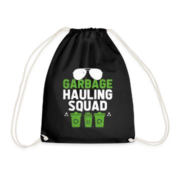 Garbage Hauling Squad Trash Collector Collecting - Drawstring Bag - black - Front