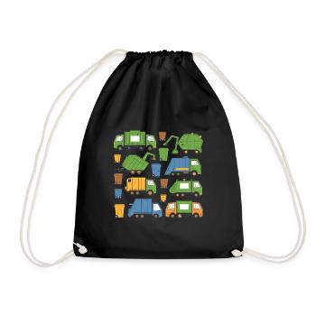 Garbage Collector Trucks Trash Collecting Waste - Drawstring Bag - black - Front