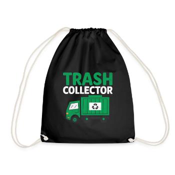 Trash Collector Garbage Collecting Waste - Drawstring Bag - black - Front