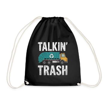 Talkin' Trash Collector Garbage Collecting Waste - Drawstring Bag - black - Front