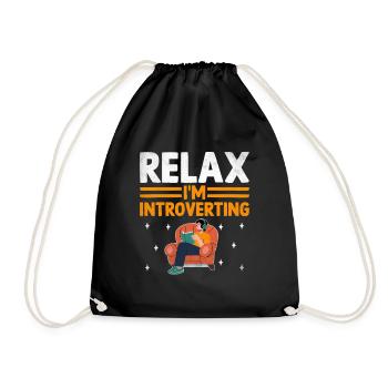 Relax I'm Introverting Sayings For Introverts - Drawstring Bag - black - Front