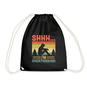 Shhh I’m Overthinking Sayings For Introverts - Drawstring Bag - black - Front