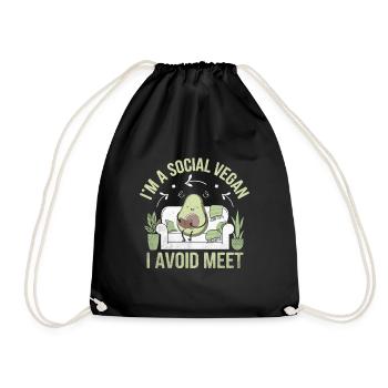 I'm A Social Vegan I Avoid Meet Sayings For - Drawstring Bag - black - Front