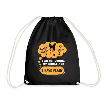 Introvert Corgi Sayings For Introverts - Drawstring Bag - black - Front