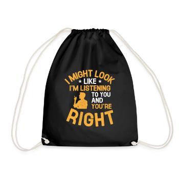 J’ai peut-être l’air de t’écouter et tu es - Sac de sport léger - noir - Devant