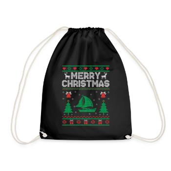 Weihnachtsmotto: Frohe Weihnachten Paddelboot - Turnbeutel - Schwarz - Vorne