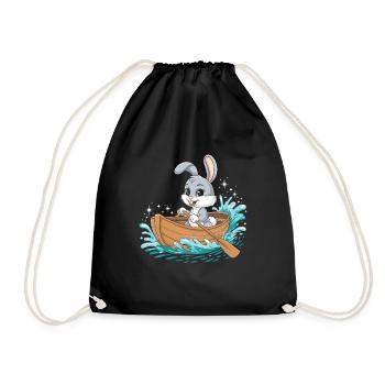 A Bunny Boating Paddle Boat - Drawstring Bag - black - Front