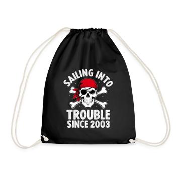 Segeln in Schwierigkeiten seit 2003 Piratenjugend - Turnbeutel - Schwarz - Vorne