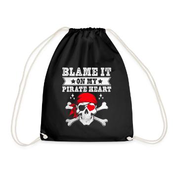 Schuld daran ist mein Piratenherz Piratenjugend Design - Turnbeutel - Schwarz - Vorne