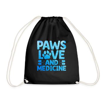 Paws Love And Medicine Verterinarian Animal Lover - Drawstring Bag - black - Front