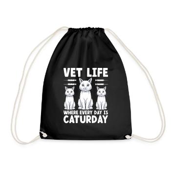Tierarztleben, wo jeder Tag caturday verterinär ist - Turnbeutel - Schwarz - Vorne