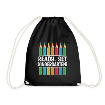 Ready Set Kindergarten School Teacher Students - Drawstring Bag - black - Front