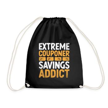Extreme Couponer Savings Addict Couponer Shopper - Drawstring Bag - black - Front