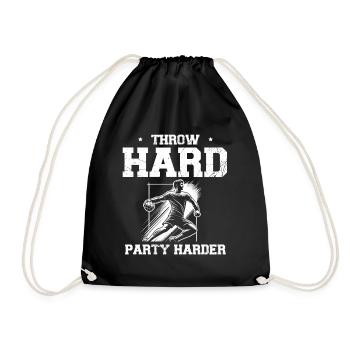 Throw Hard Party Harder Handball Sportler - Turnbeutel - Schwarz - Vorne