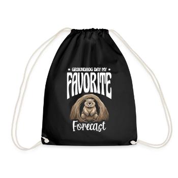 Groundhog Day My Favorite Forecast Cute Animal - Drawstring Bag - black - Front