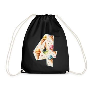 CREAM NUMBER 4 YEARS CREAM 4TH BIRTHDAY - Drawstring Bag - black - Front