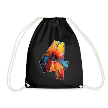NUMBER 4 YEARS 4TH BIRTHDAY - Drawstring Bag - black - Front