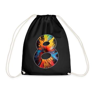 NUMBER 8 YEARS 8TH BIRTHDAY - Drawstring Bag - black - Front