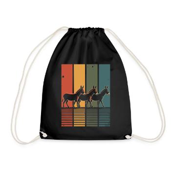 Vintage Donkey Animal - Drawstring Bag - black - Front