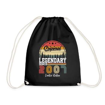 2007 Vintage Born 2007 Vintage Birthday Gift - Drawstring Bag - black - Front
