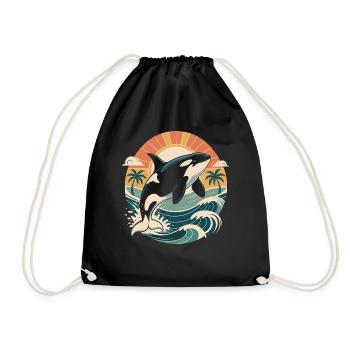 Vintage Orca Créatures de la mer Baleine de mer Orque - Sac de sport léger - noir - Devant