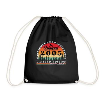 2005 Vintage Born 2005 Birthday Gift 2005 - Drawstring Bag - black - Front