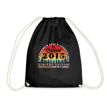 2015 Vintage Born 2015 Vintage Birthday Gift - Drawstring Bag - black - Front