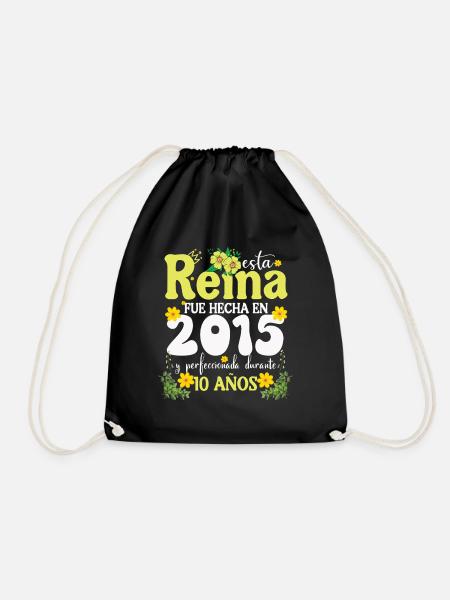 10 Jahre 2015 Vintage Retro Geburtstagsgeschenk - Turnbeutel - Schwarz