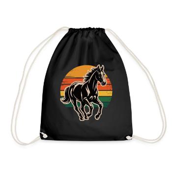 Pferd Vintage Reiterin Dressur Pony - Turnbeutel - Schwarz - Vorne