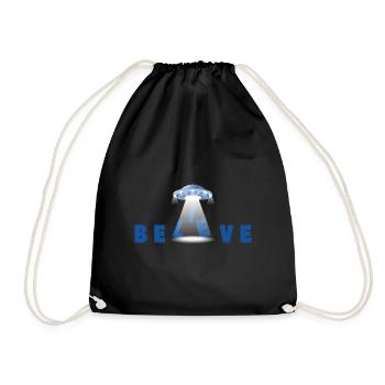 Believe Ufo Aliens conspiracy theories nerd - Drawstring Bag - black - Front