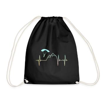 Heartbeat Graphic Paragliding Paraglider Skydiver - Turnbeutel - Schwarz - Vorne