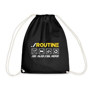 Routine Eat Sleep Code Repeat Software Developer C - Turnbeutel - Schwarz - Vorne
