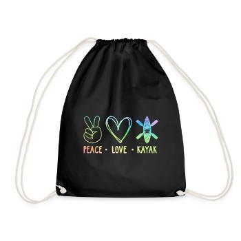 Peace Love Kayak Canoe Kayaking Rower Rowing Paddl - Turnbeutel - Schwarz - Vorne