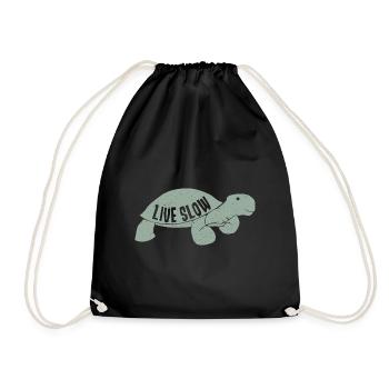 Live Slow Turtle - Drawstring Bag - black - Front