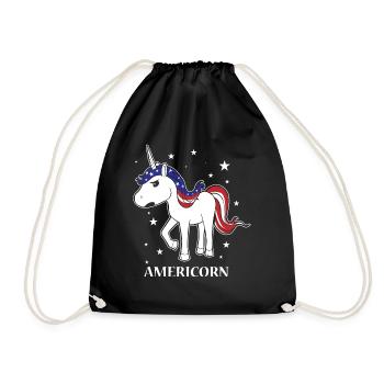 Americorn! Einhorn! Unicorn! Trendy Cute! USA! - Turnbeutel - Schwarz - Vorne